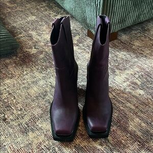 Jeffrey Campbell Mysteria Purple Leather Western Boots